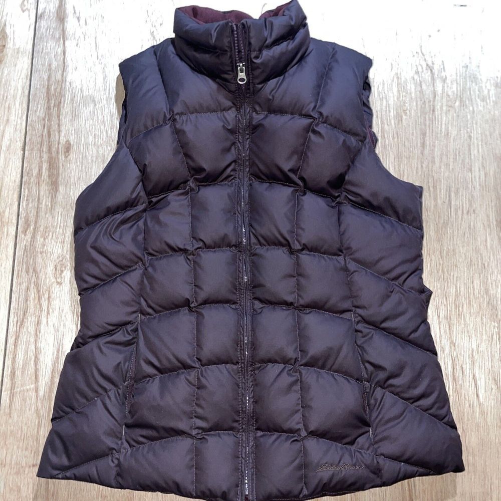 Eddie Bauer Puffer Vest Womens Medium Goose Down Jacket Full Zipped Pockets